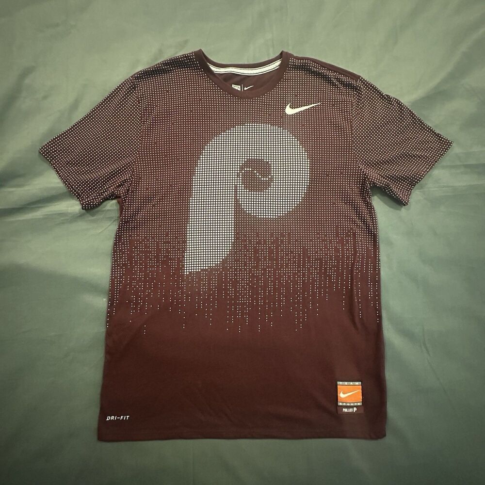 Nike Philadelphia Phillies Shirt Mens Large Maroon Cooperstown Athletic Team